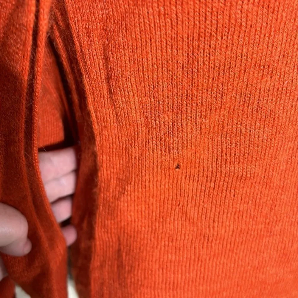 Ulla johnson 100% baby alpaca knit sweater burnt‎ orange tie neck *flaw*
